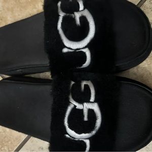Ugg Furry Sandles Slip On Slides Woman Size 8